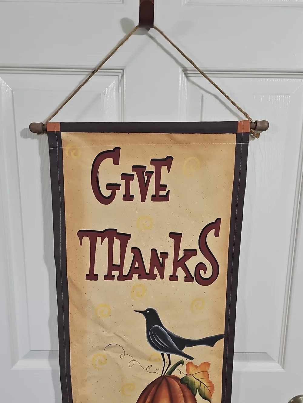 ​Give Thanks Fall Banner Vertical Fabric Wall Hanging